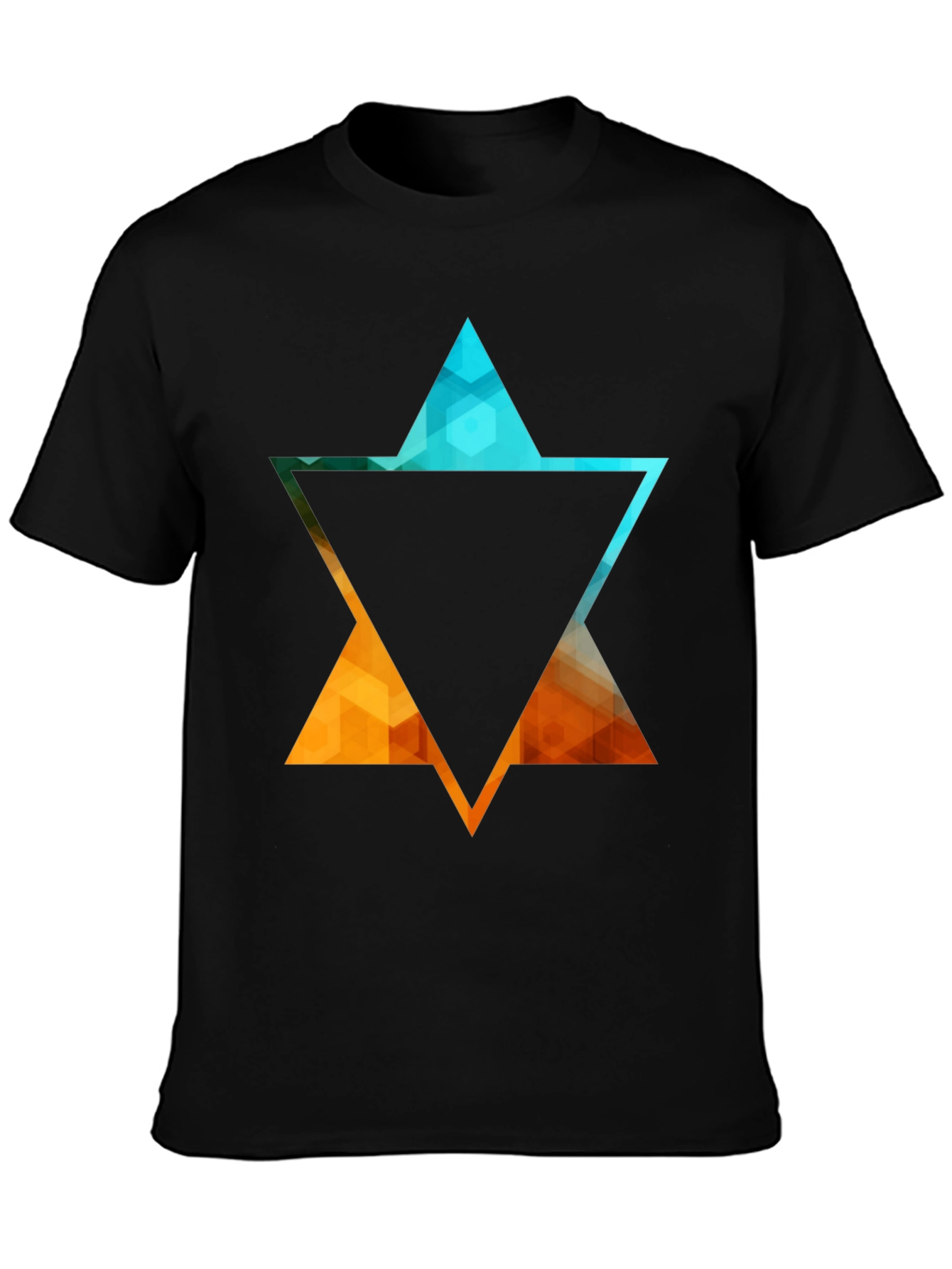 Geometric Star Graphic Tee - Stylish Black T-Shirt