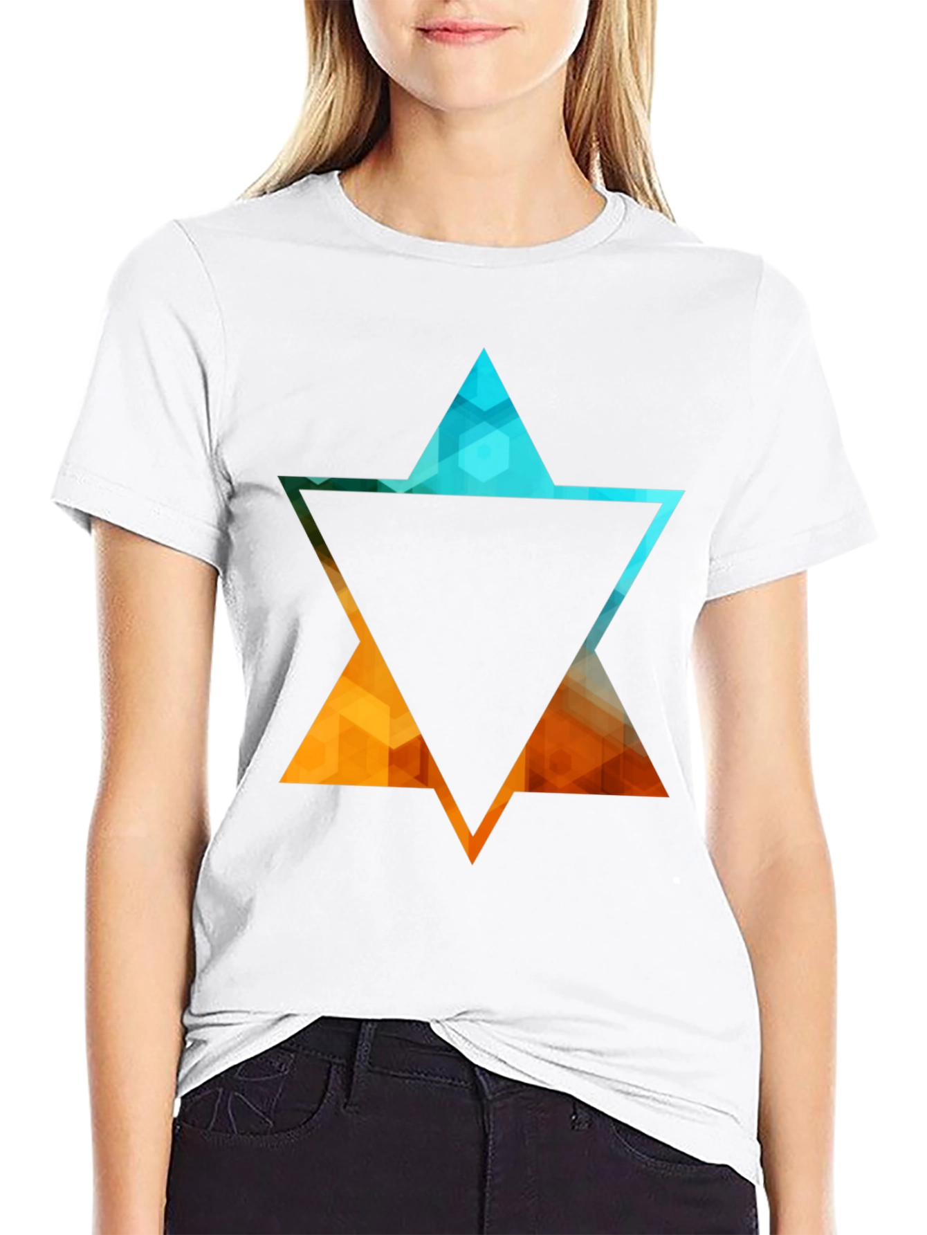 Geometric Star Graphic Tee - Stylish Black T-Shirt