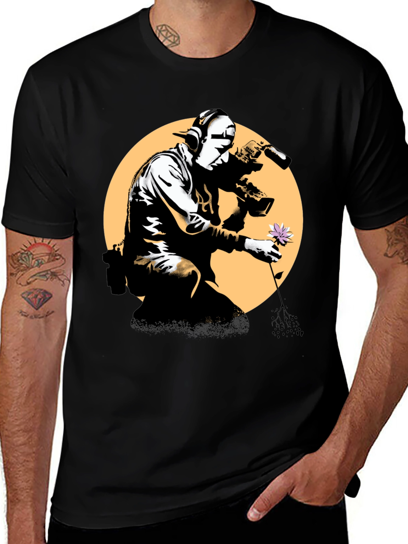 Banksy Flower Thrower T-Shirt - Street Art Inspired Tee