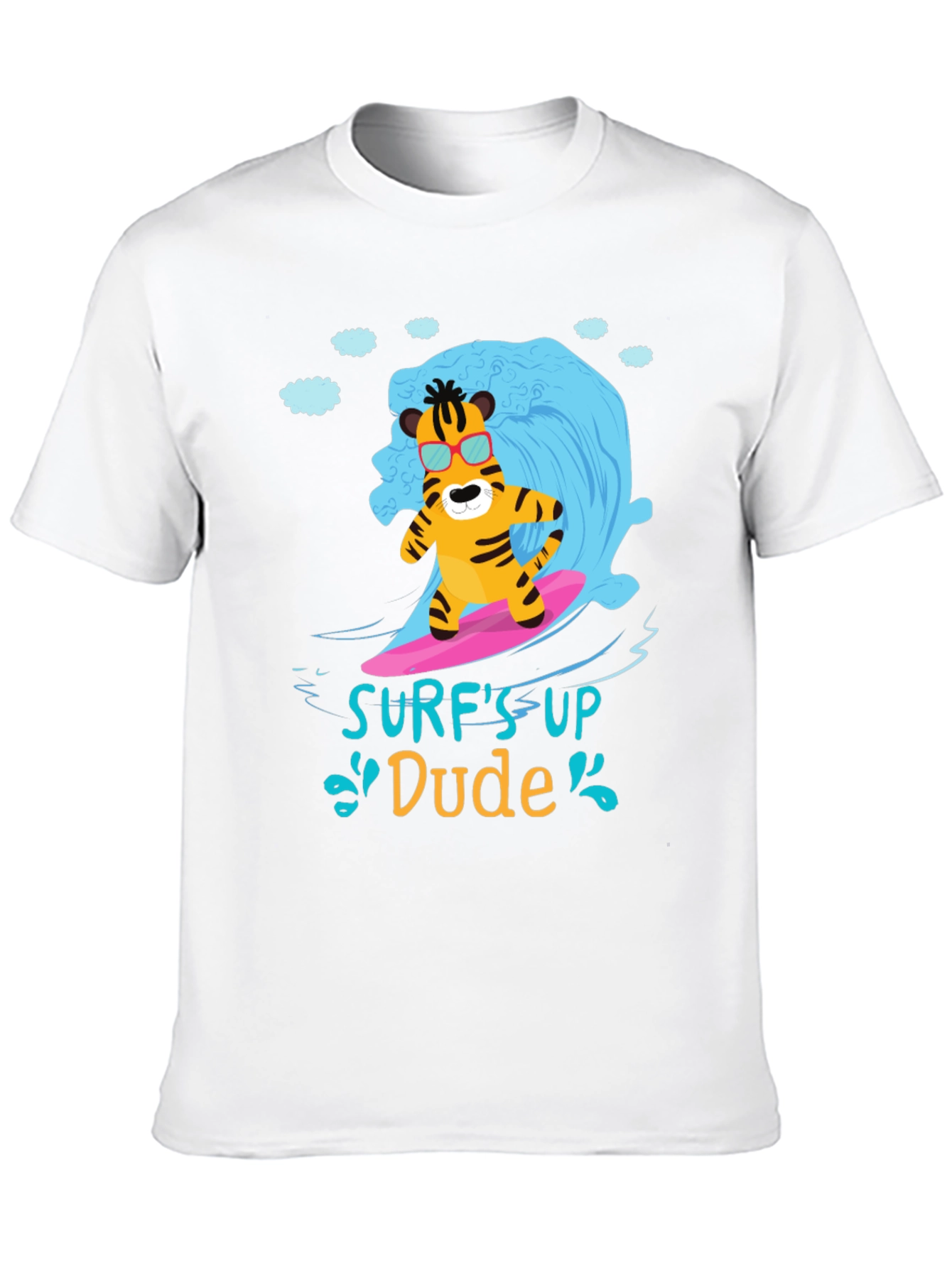 Surfs Up Dude T-Shirt - Cool Tiger Design
