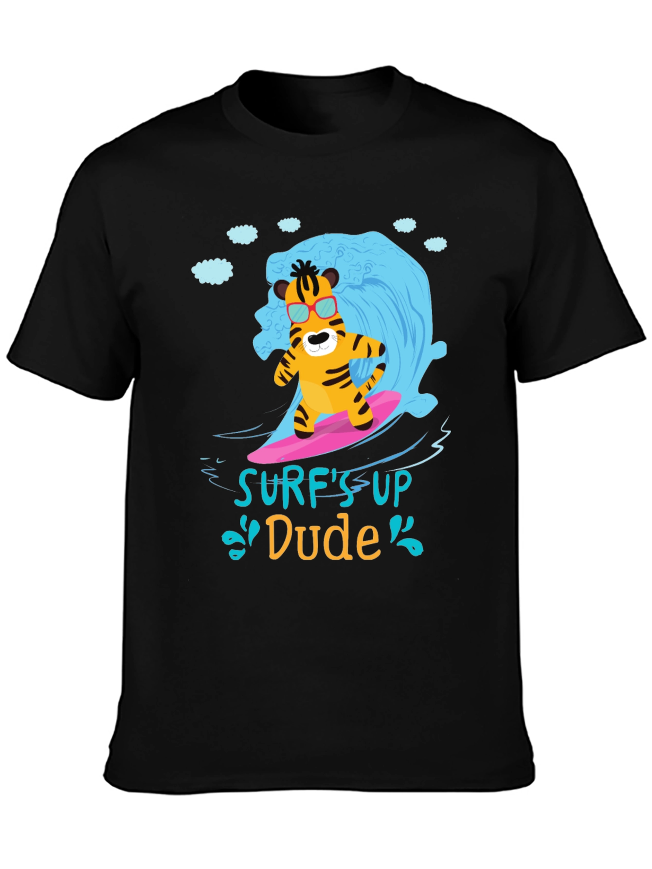 Surfs Up Dude T-Shirt - Cool Tiger Design