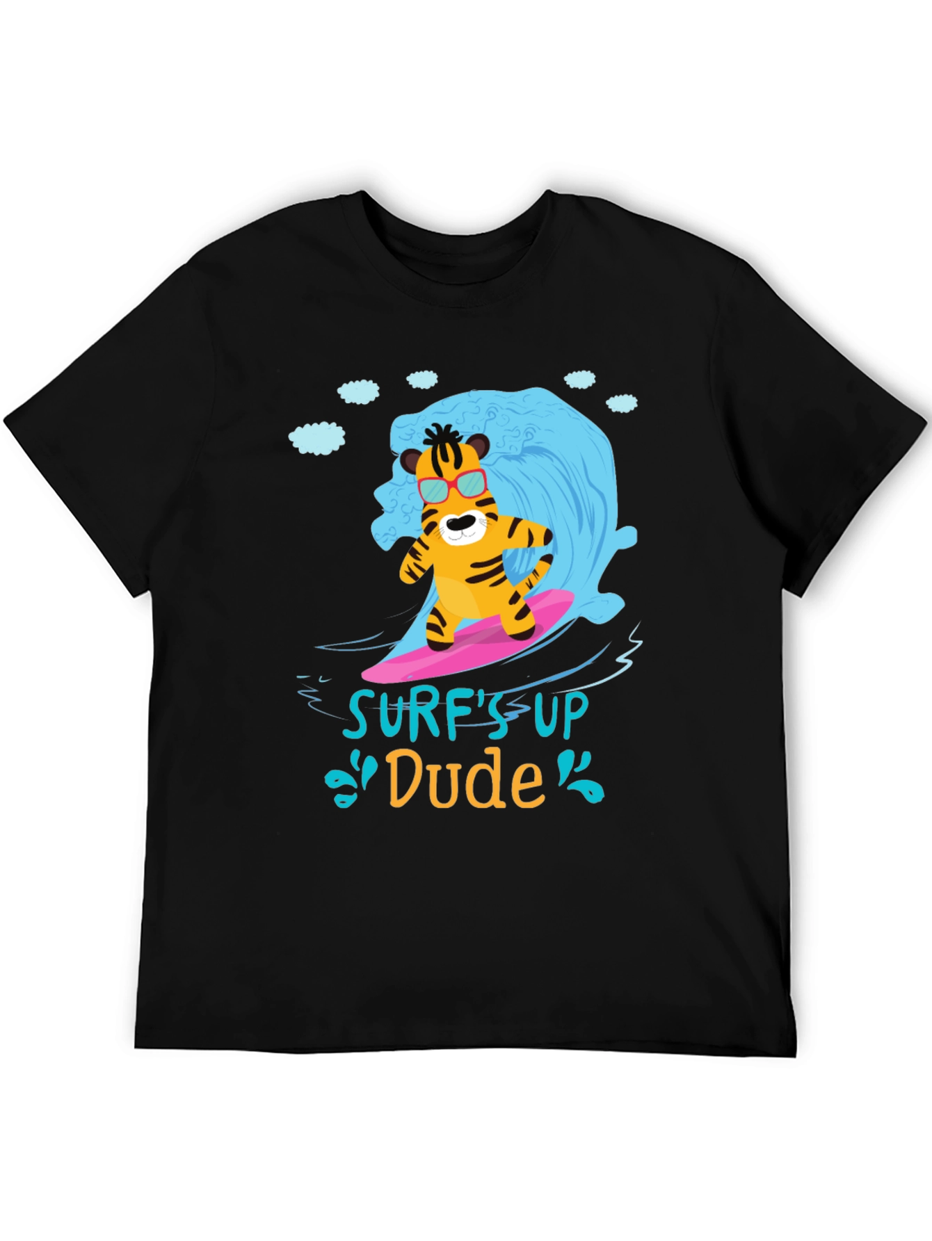 Surfs Up Dude T-Shirt - Cool Tiger Design