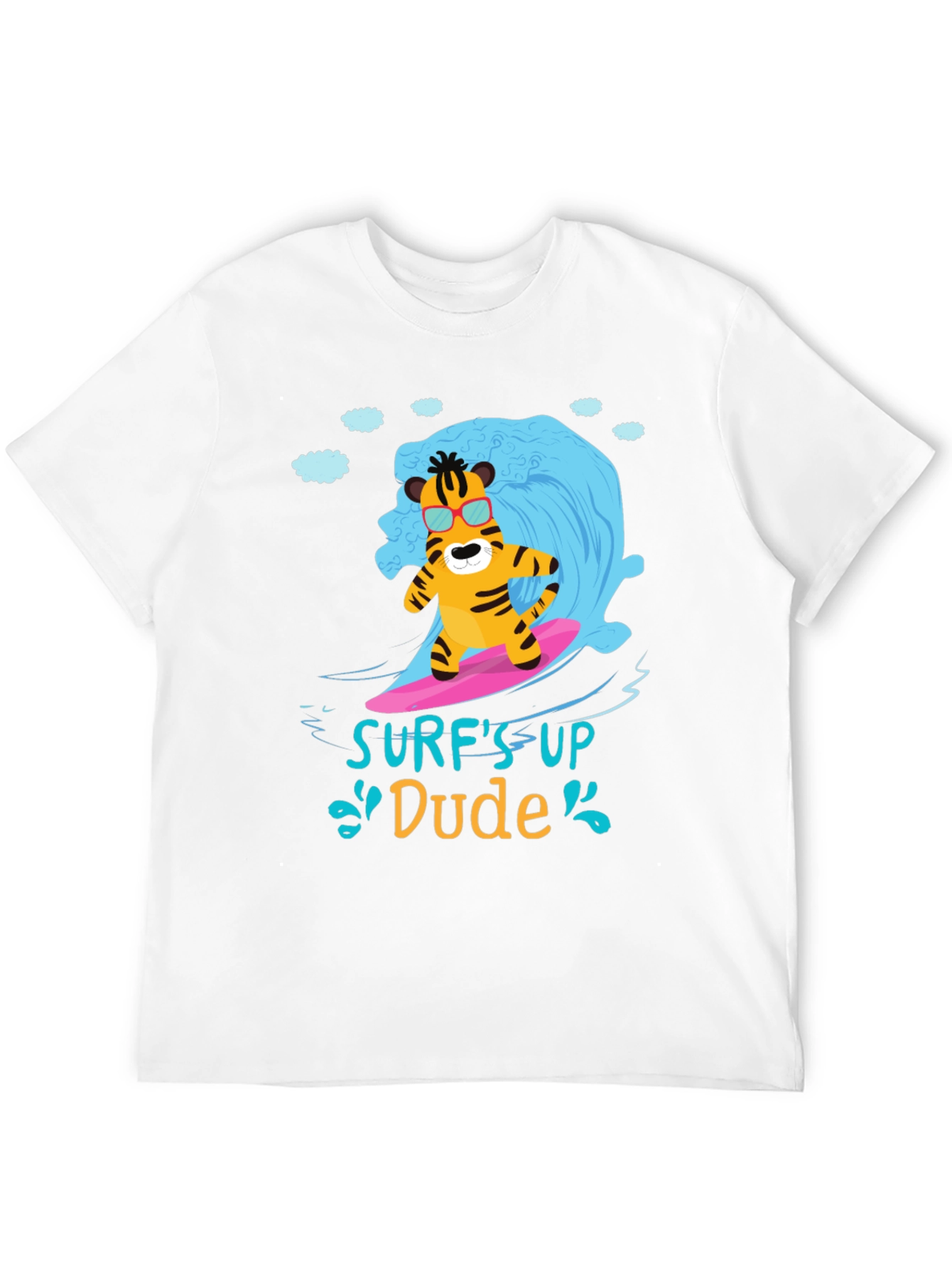Surfs Up Dude T-Shirt - Cool Tiger Design
