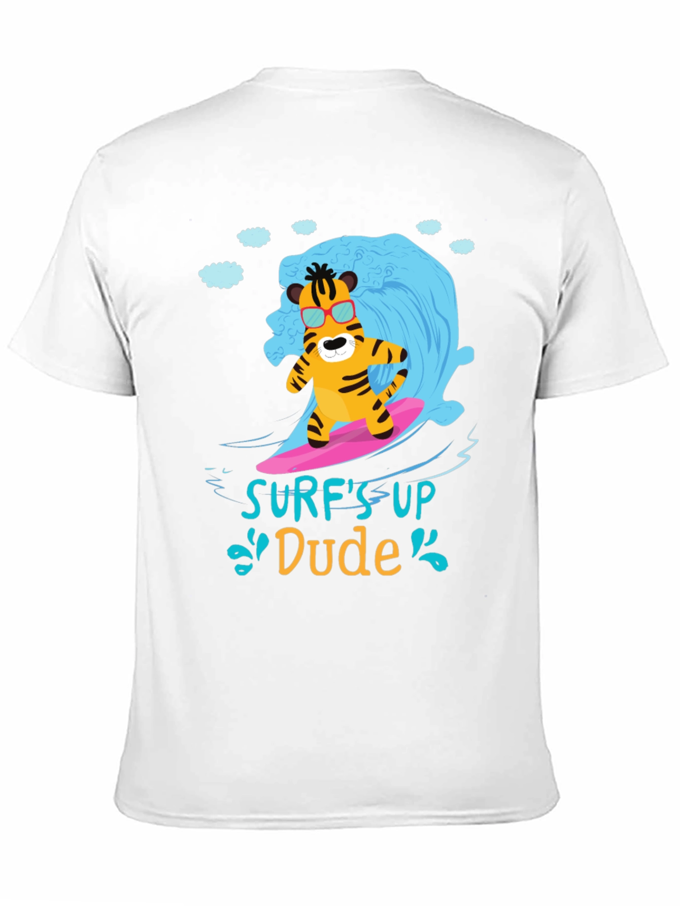 Surfs Up Dude T-Shirt - Cool Tiger Design