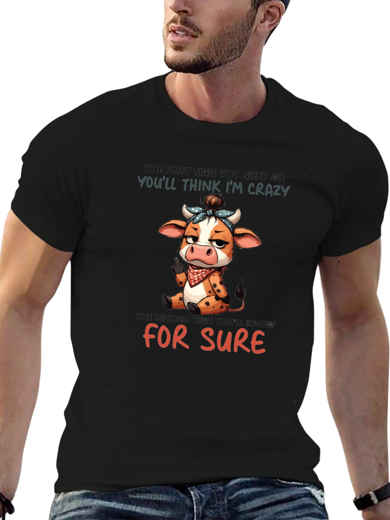 Crazy Cow Graphic Tee - Funny Unisex T-Shirt