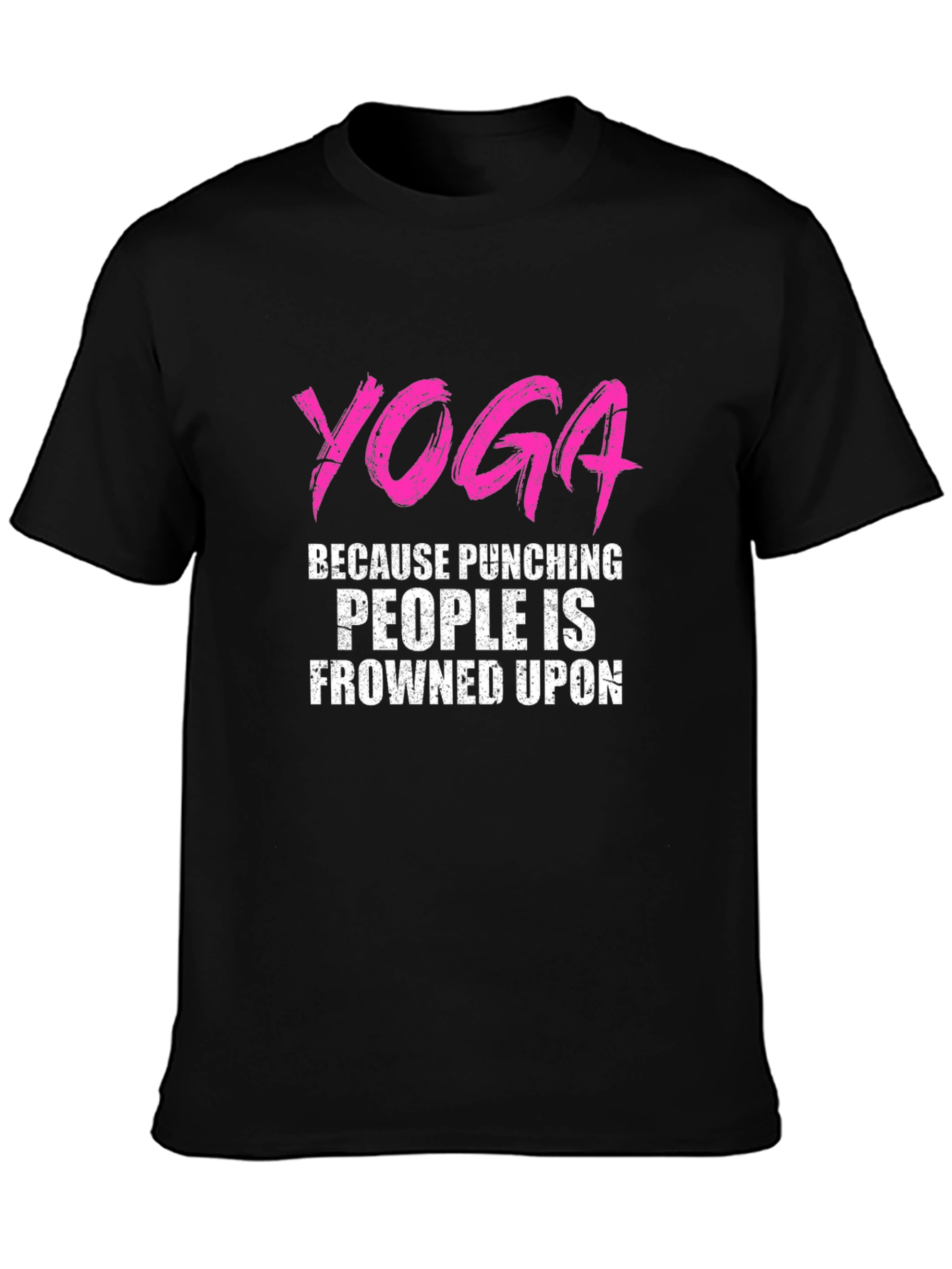 Yoga Punching People Frowned Upon Black T-Shirt