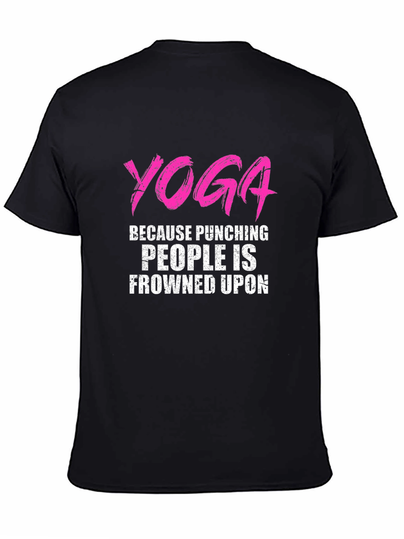 Yoga Punching People Frowned Upon Black T-Shirt