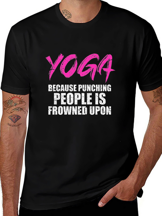 Yoga Punching People Frowned Upon Black T-Shirt