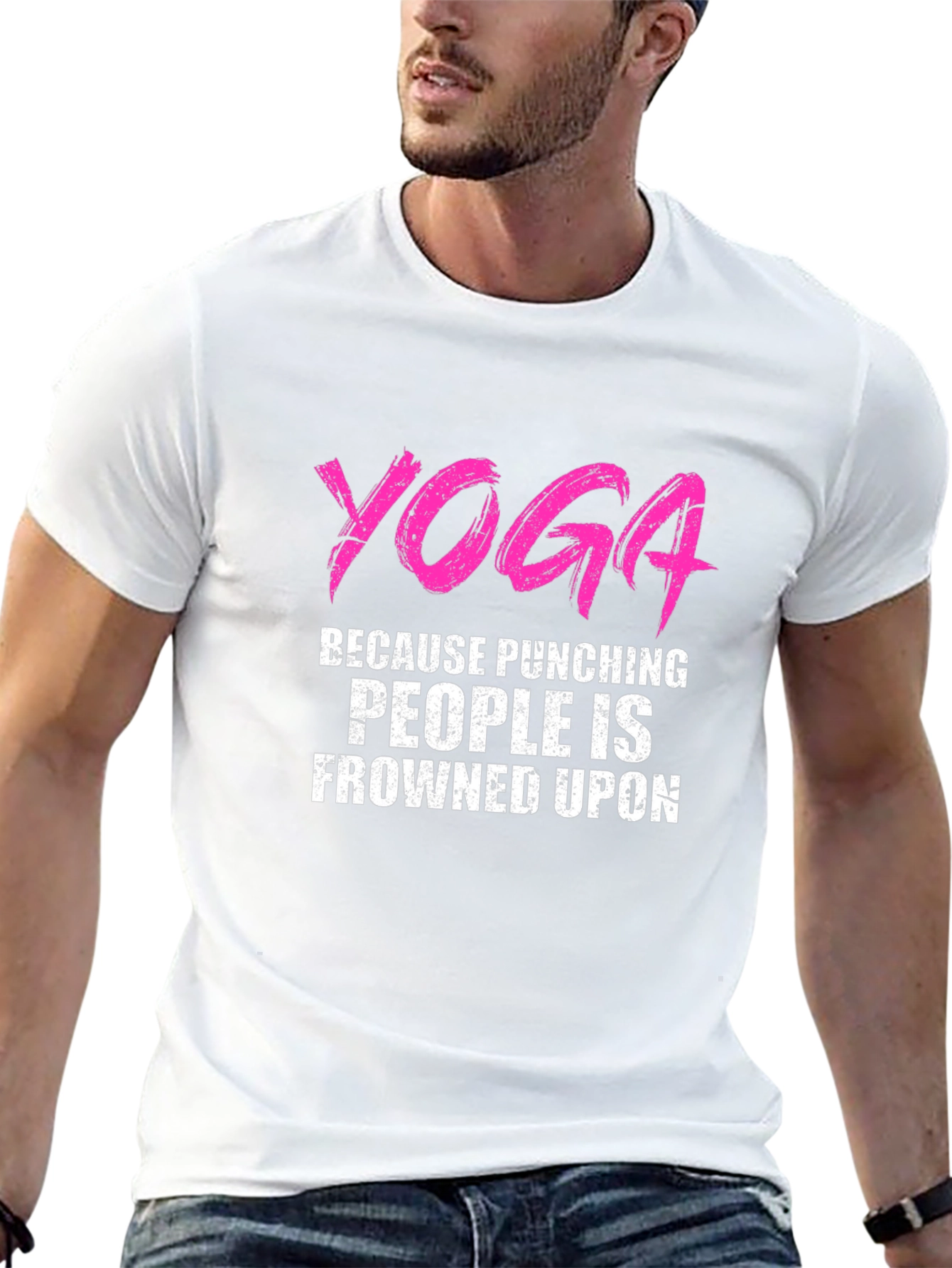 Yoga Punching People Frowned Upon Black T-Shirt