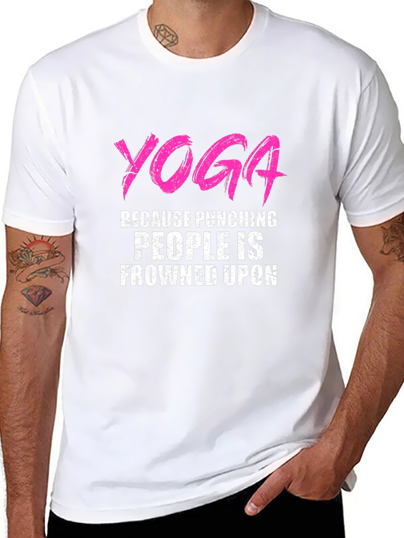 Yoga Punching People Frowned Upon Black T-Shirt