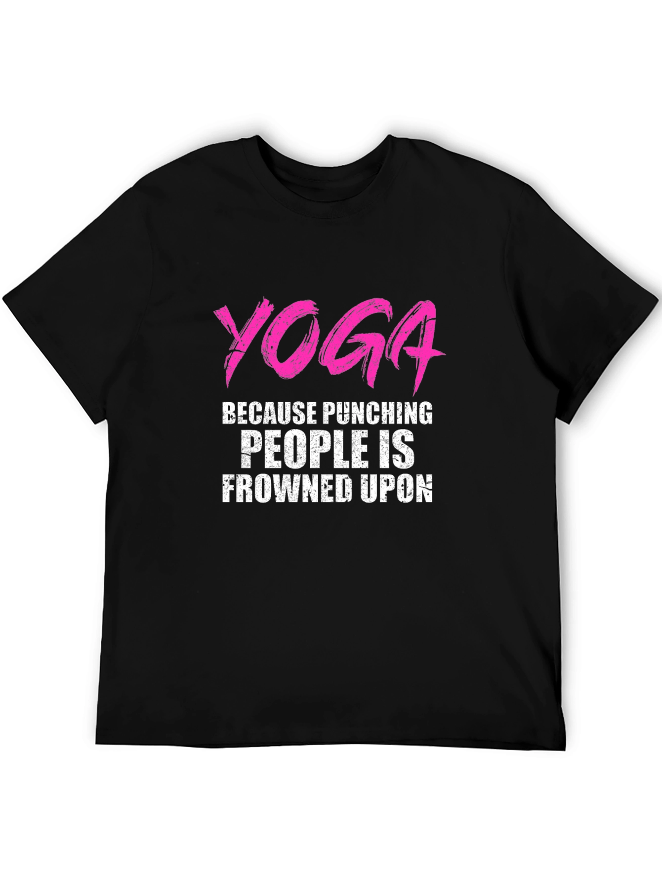 Yoga Punching People Frowned Upon Black T-Shirt