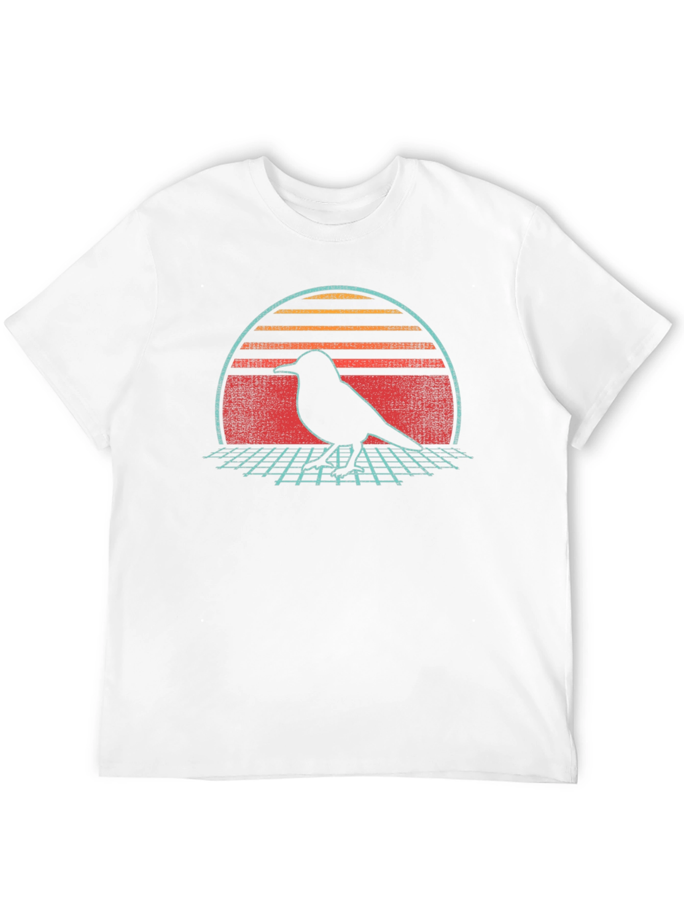 Retro Bird Silhouette Graphic Tee - Black