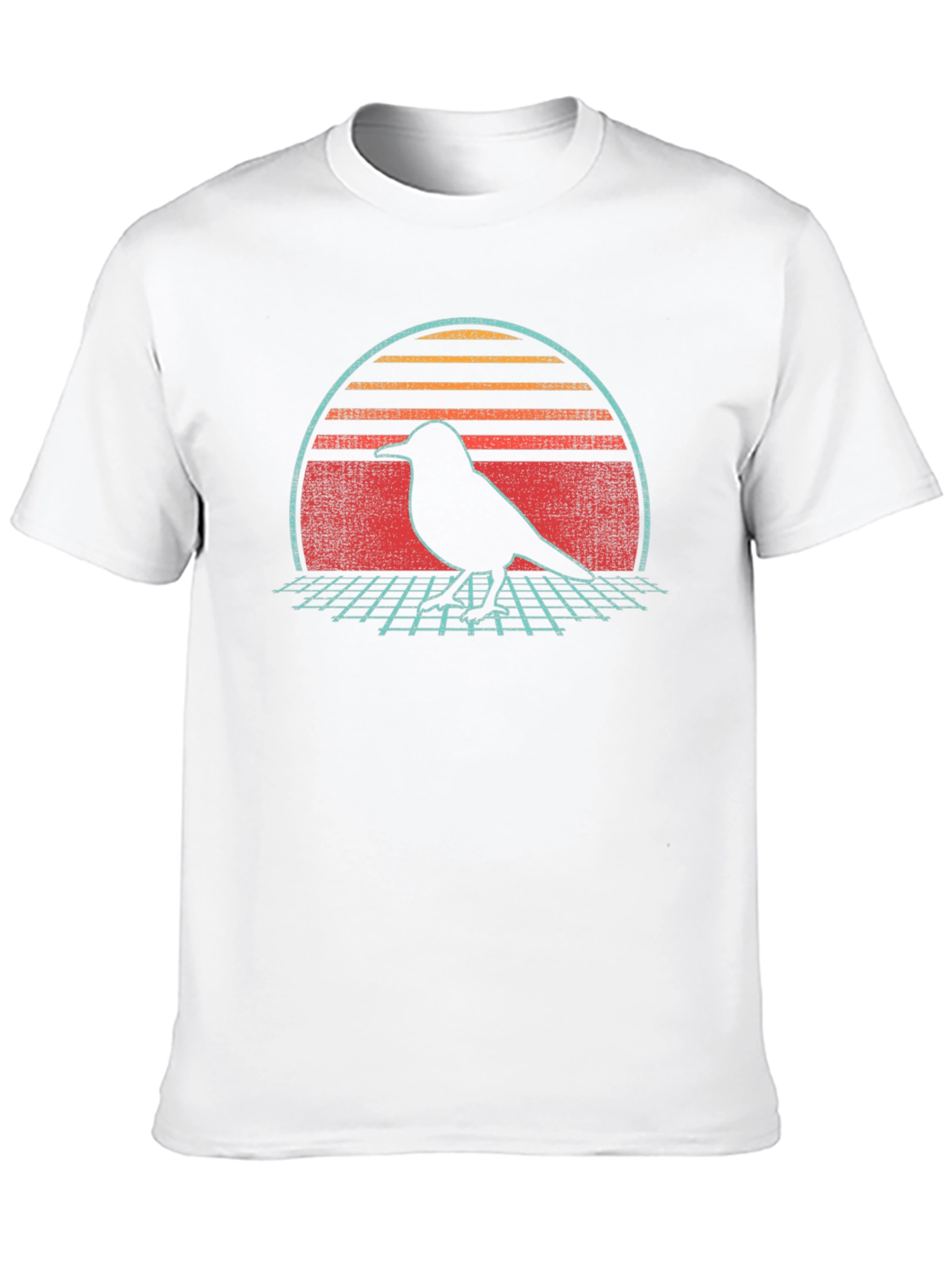 Retro Bird Silhouette Graphic Tee - Black