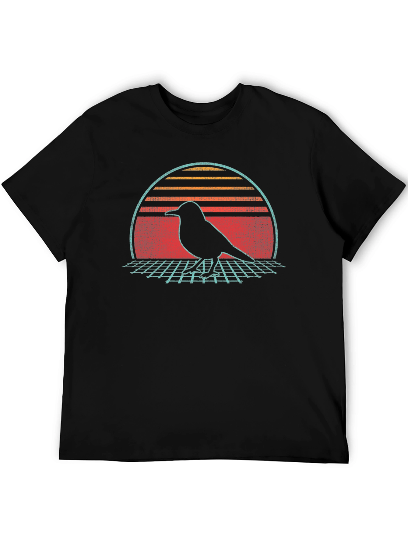 Retro Bird Silhouette Graphic Tee - Black