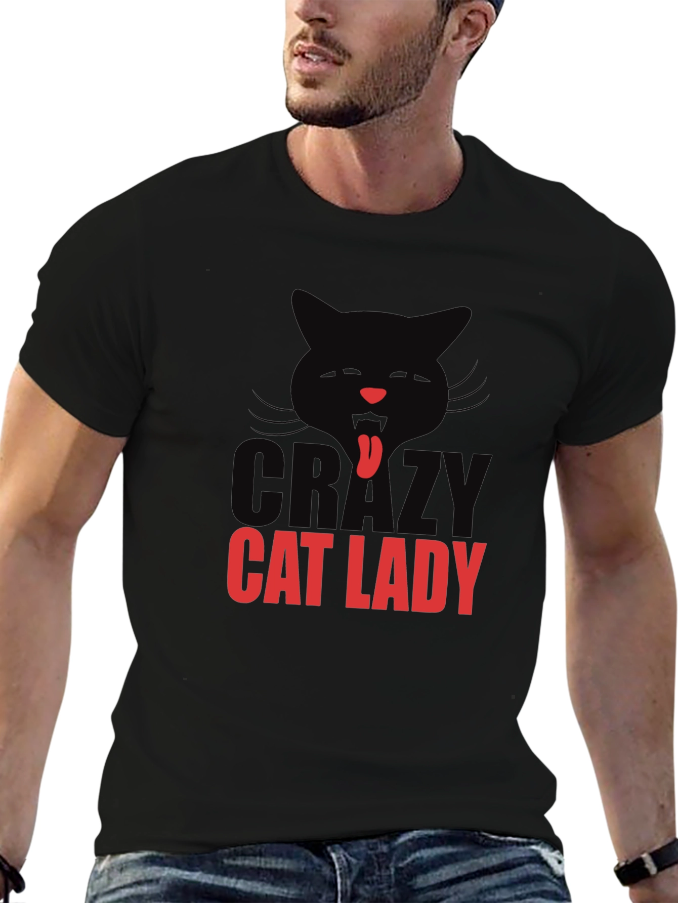 Crazy Cat Lady T-Shirt - Black Cotton Tee