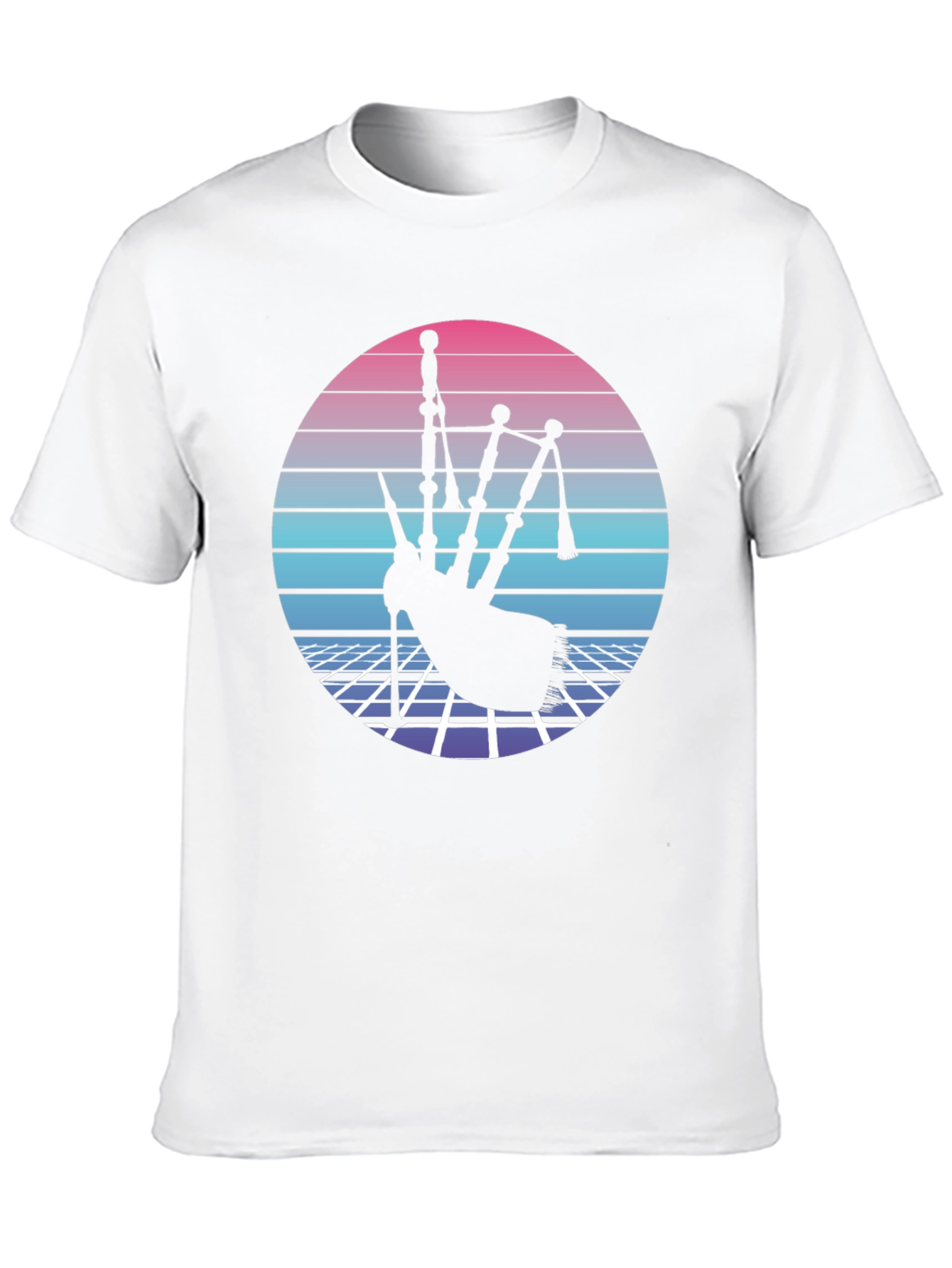 Retro Bagpipe Graphic Tee - Synthwave Design