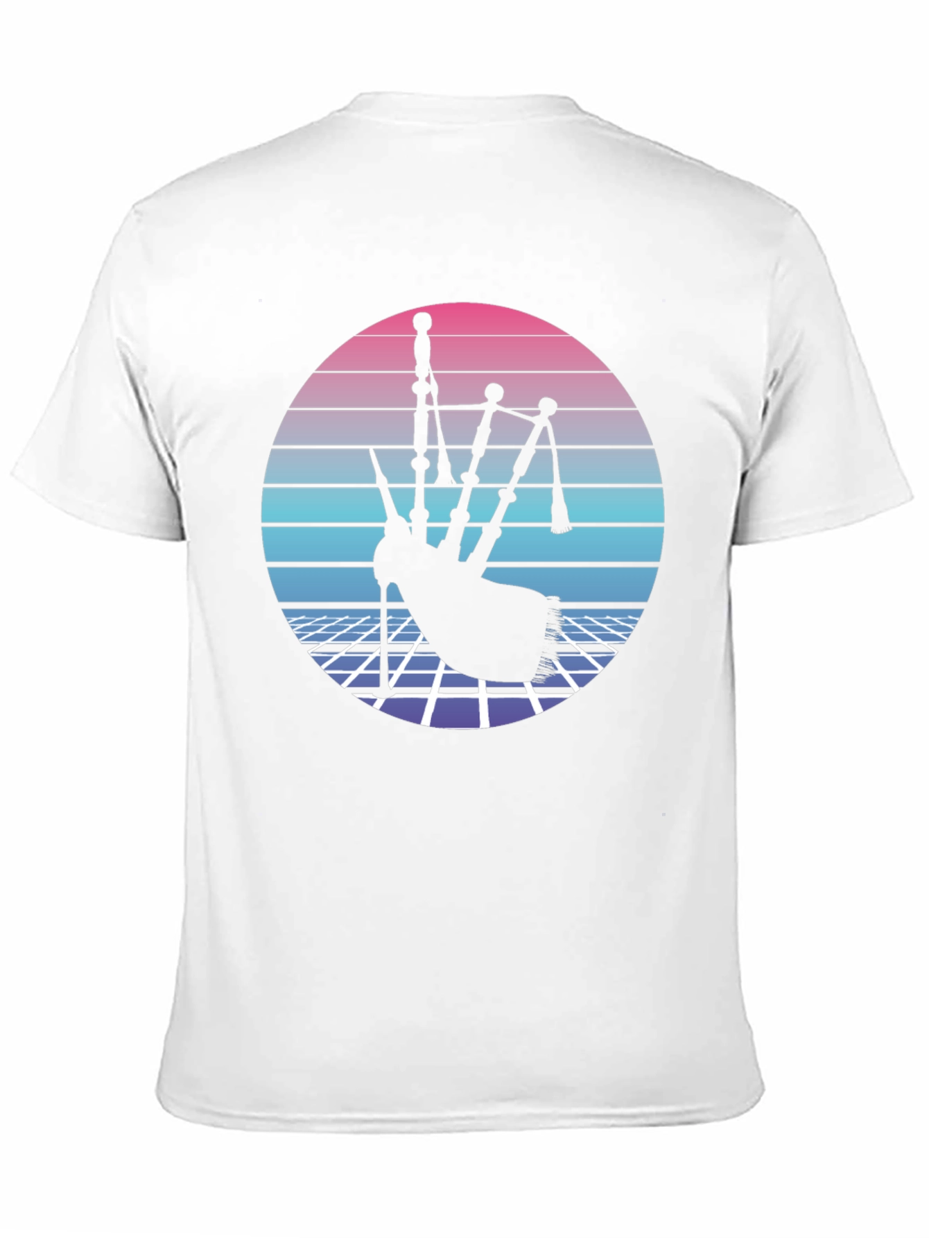 Retro Bagpipe Graphic Tee - Synthwave Design