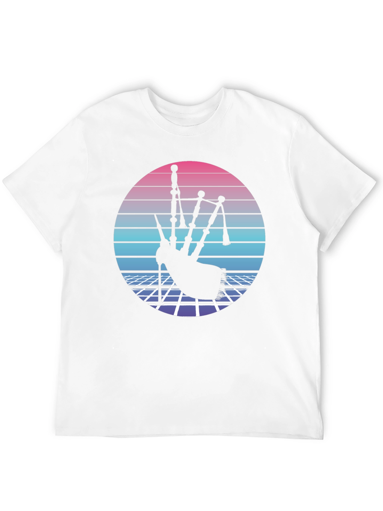 Retro Bagpipe Graphic Tee - Synthwave Design