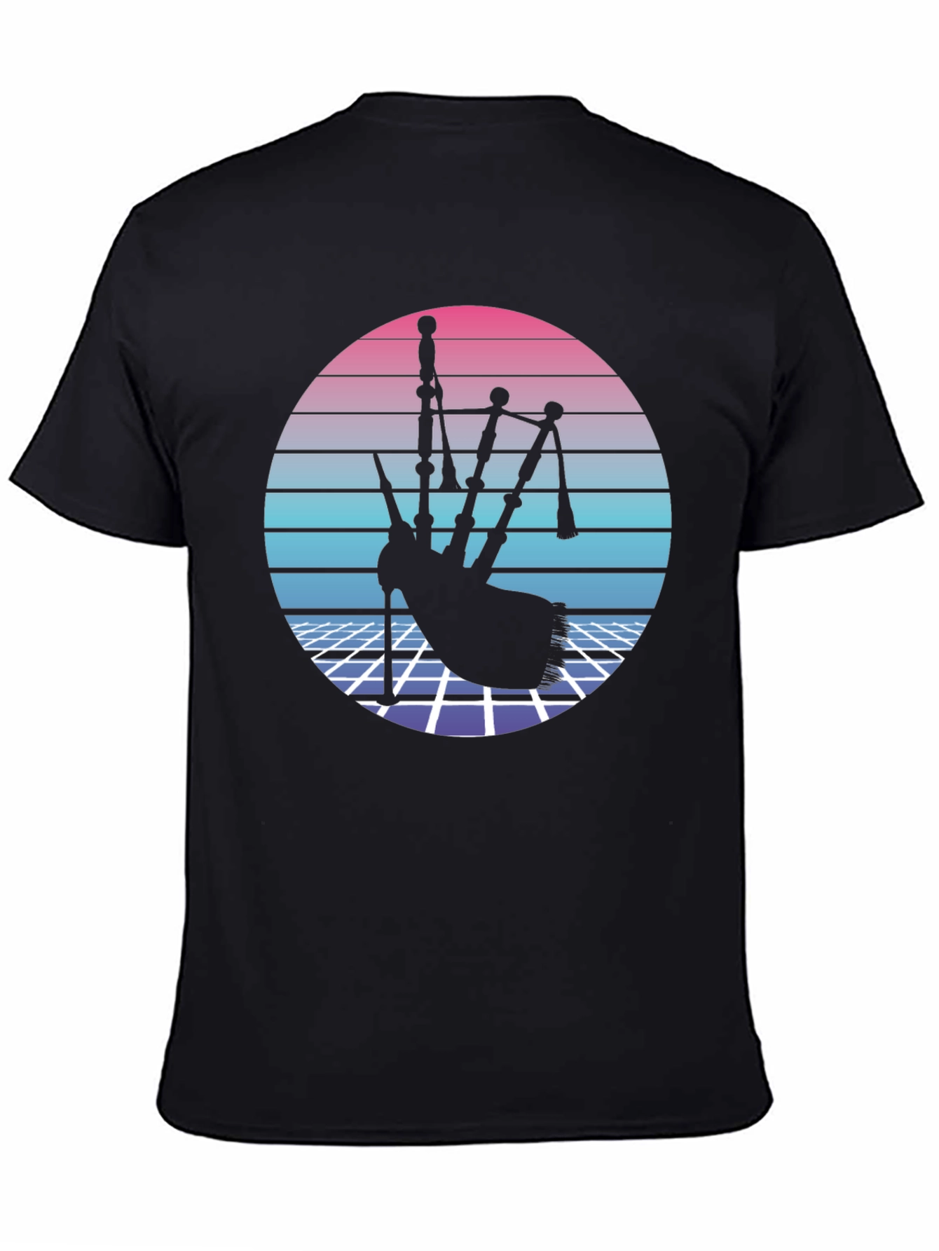 Retro Bagpipe Graphic Tee - Synthwave Design