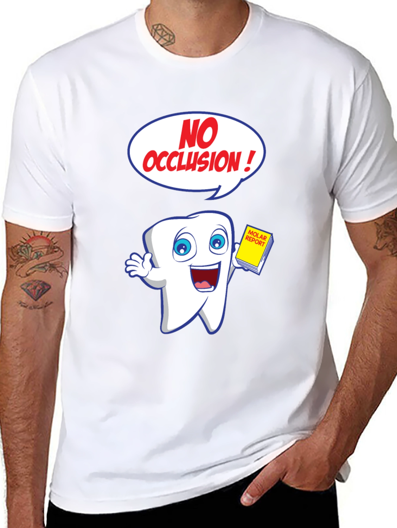 Funny Dental Cartoon T-Shirt - No Occlusion!