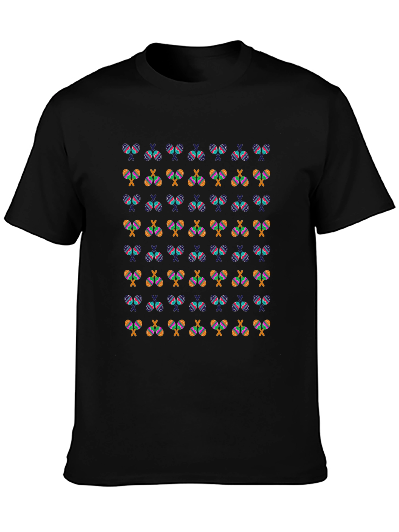 Maracas Patterned Black T-Shirt