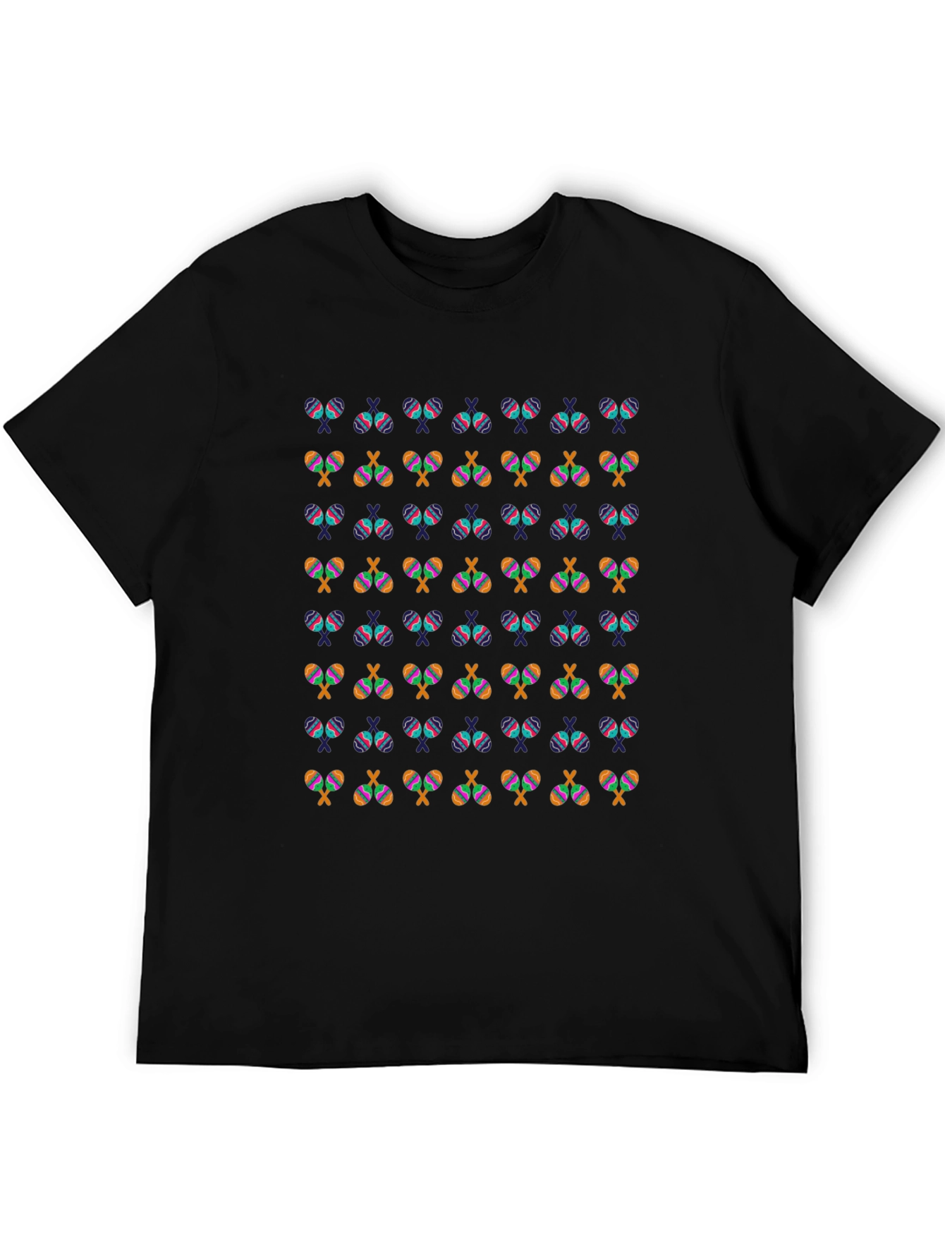 Maracas Patterned Black T-Shirt