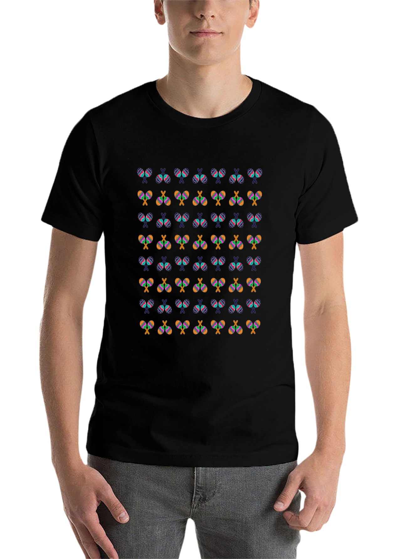 Maracas Patterned Black T-Shirt