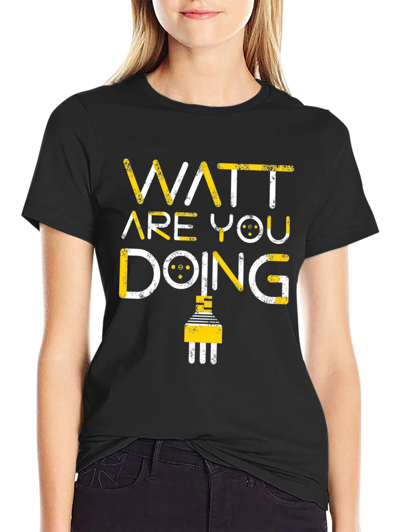 Watt Are You Doing Funny Electrical Pun T-Shirt